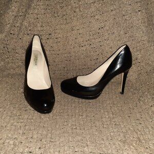 LK BENNETT-Sledge-Black Patent Platform Pump-Stiletto Heels-Sz 39.5-Excellent